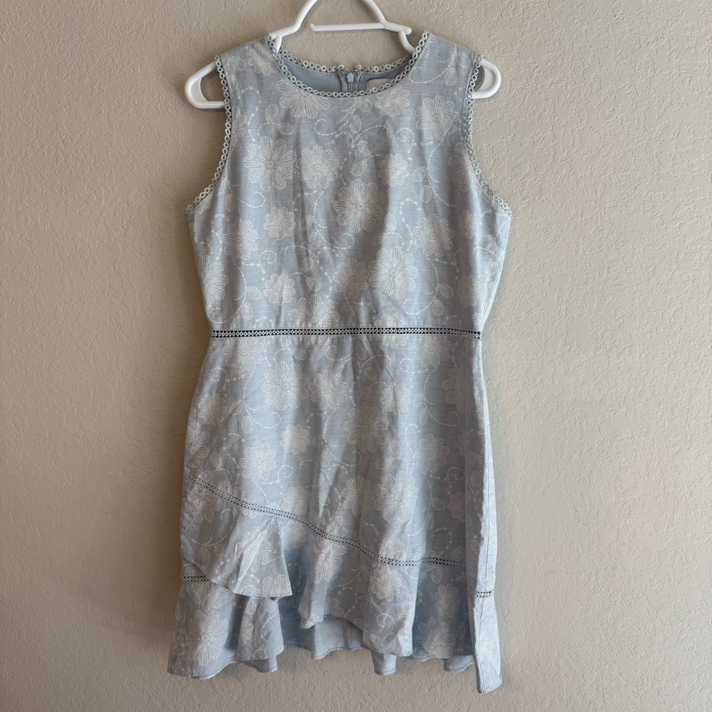 J.O.A Blue Sheath Floral Mini Dress Large